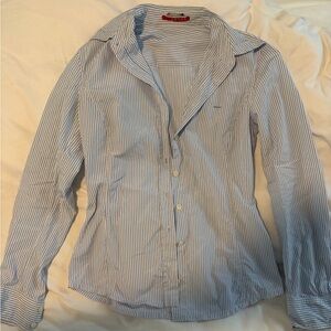Prada Light Blue and White Striped Shirt